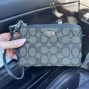 Coach Black and Gray Signature Wristlet
